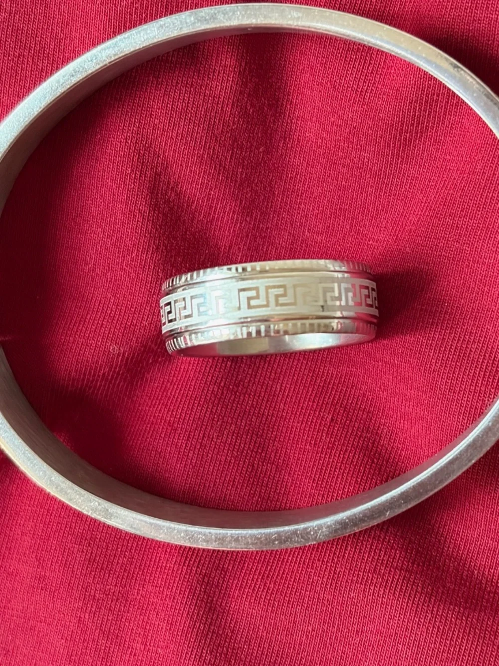 Bracelet and ring.  Will never change color!